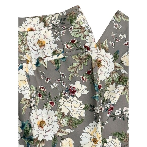 ZARA COLLECTION GRAY WHITE FLORAL STRAIGHT DRESS PANTS S BLOGGER FAV RARE - Picture 10 of 14